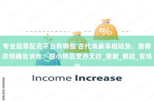 专业股票配资平台有哪些 古代清廉宰相陆贽,唐德宗明确告诉他:细小物品受亦无妨_唐朝_朝廷_官场